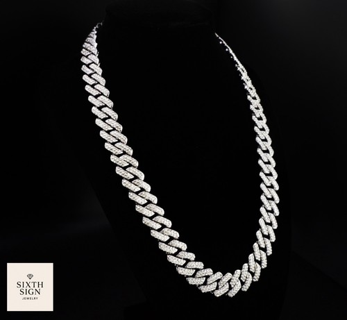 15MM VVS1 Moissanite Cuban Link Chain Iced Out GRA Certified Necklace 20” 22”