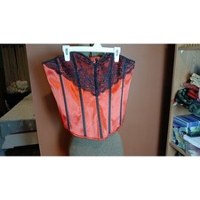 Dreamgirl Red Satin Black Lace Corset Top Lace Up Back Side Zip Style 10042 38