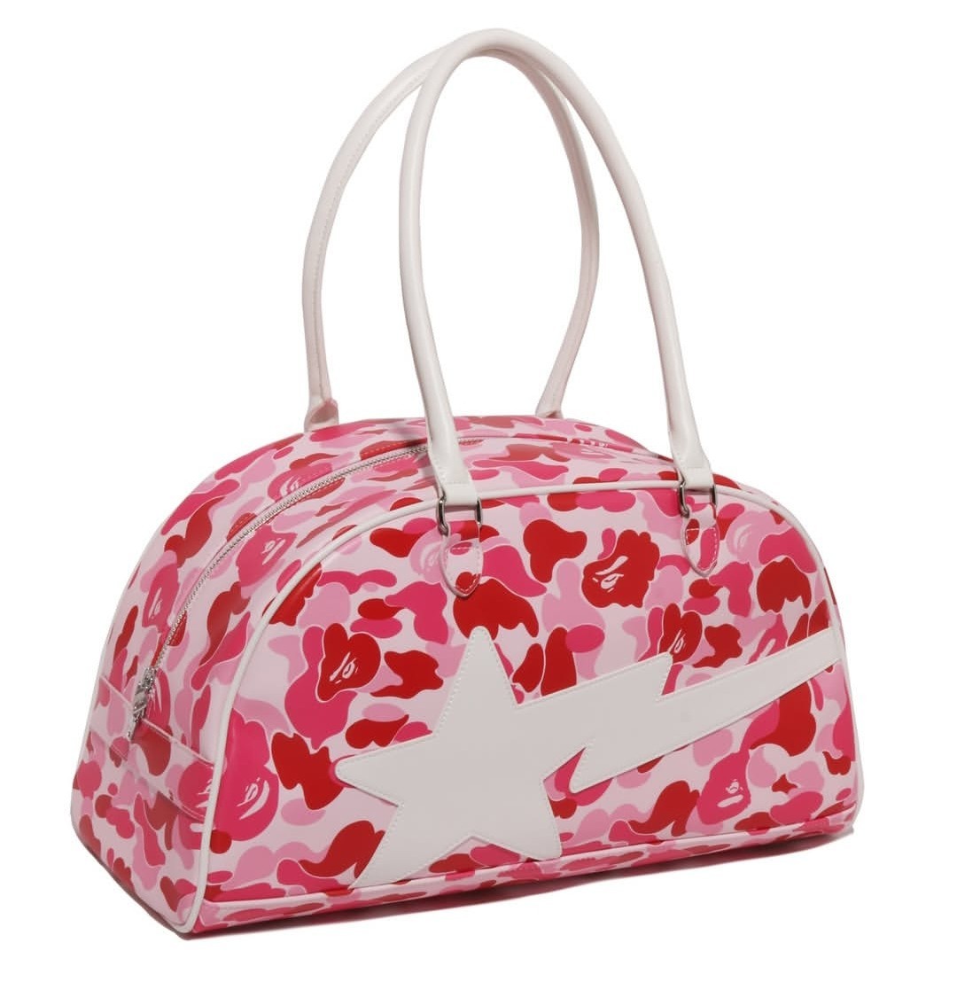 A BATHING APE Ladies' ABC CAMO BOWLING BAG 1M30289302 Pink/Green