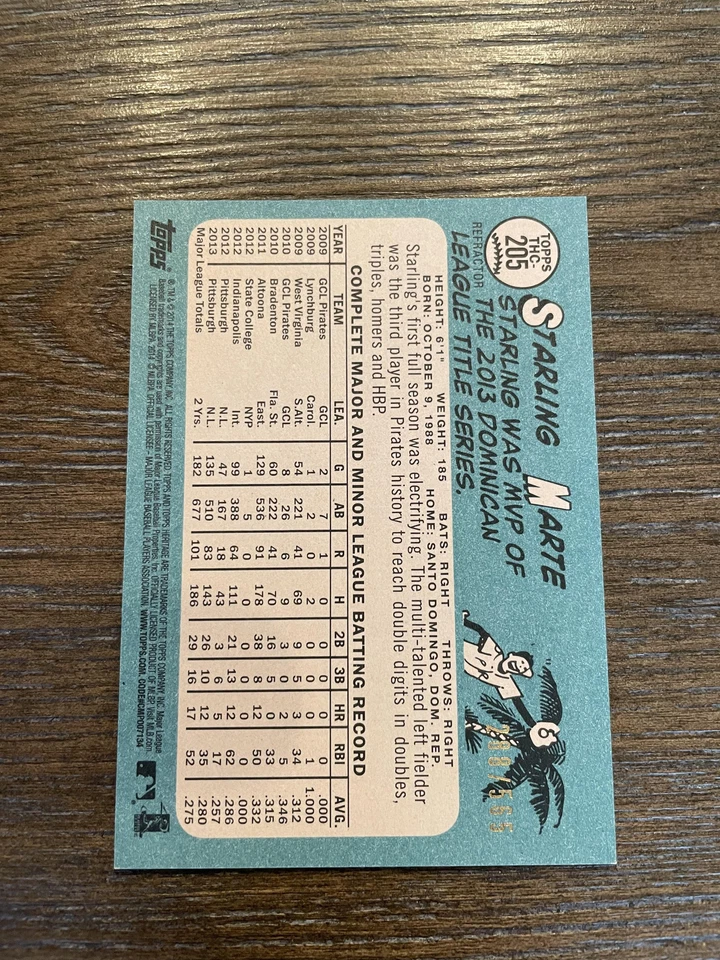 2014 Topps Heritage #THC-205 Starling Marte Chrome Refractors #/565 - Image 2 of 2