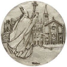 Medaglia Argento per la Visita di Giovanni Paolo II a Piacenza 1988, E. Manfrini