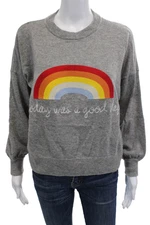 Spiritual Gangster Unisex Gray Rainbow Pullover Sweater Wool/Cashmere Size XS