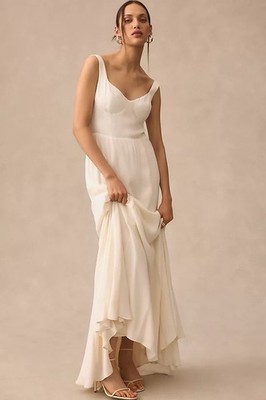 Reformation Lecce Maxi Long Dress Gown Ivory White Size 2 NEW Wedding Bridal  | eBay