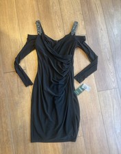 Lauren Ralph Lauren Ruched Cold Shoulder Black Dress Size 6