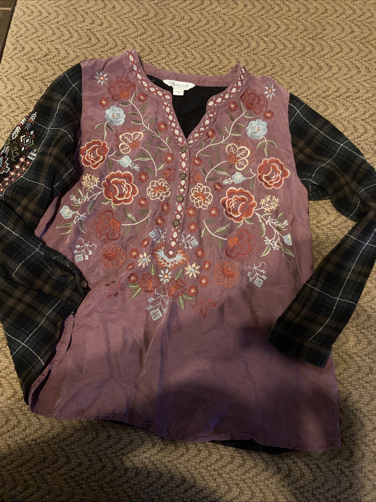 Coldwater Creek Women’s Cotton Silk Mixed Print E… - image 1