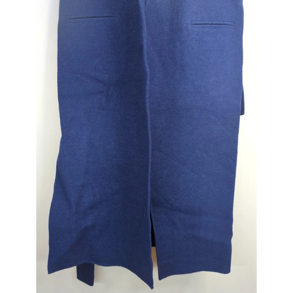 Chaleco Sandro Paris Azul Lana Cinturón Abrigo Largo Exterior Topper Capa Talla 8 Foto 3 de 4