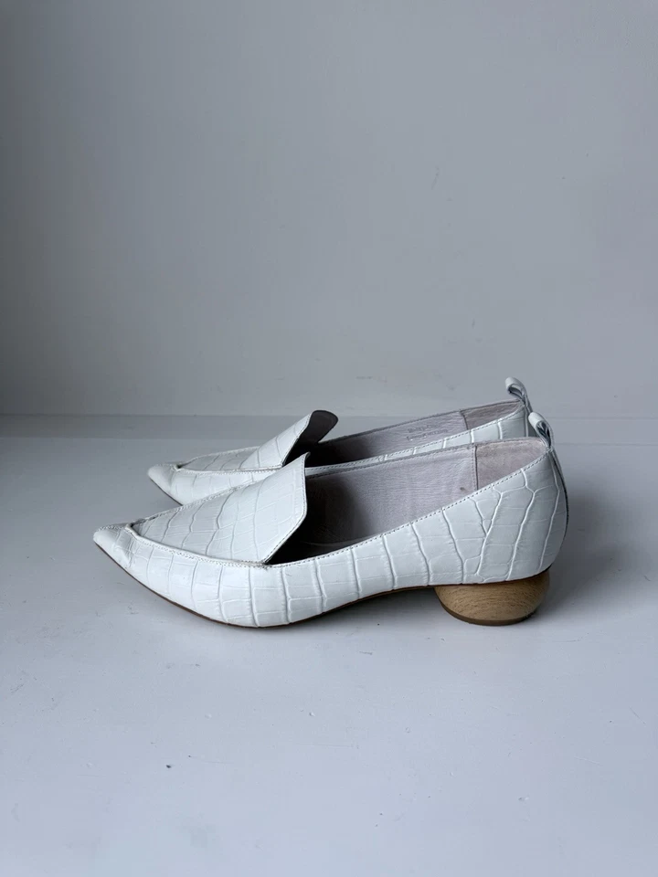 JEFFREY CAMPBELL VIONA 女式学院风芯白色鳄鱼皮高跟鞋 7.5 — 第 2/4 张图片