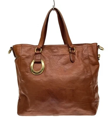 Sac fourre-tout Ralph Lauren en cuir marron pour femme sac à main look vintage - Photo 1/4