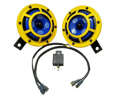 Hella Gelb Panther 118dB 12v Sharp Ton Doppel Hörner,Relais & Wire Für Alle Auto