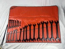 Snap On 22 Piece Black Finish Fractional Open End Wrench Complete Set Vintage 