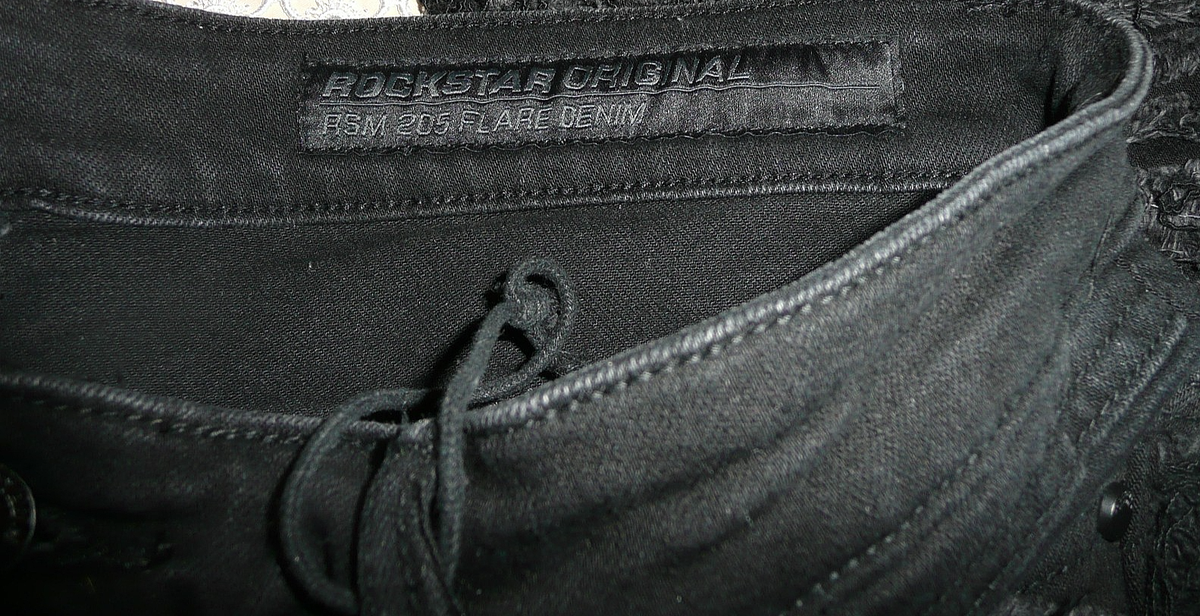 Rockstar Original Black Shredded RSM 205 Flare Denim Jeans Size 36