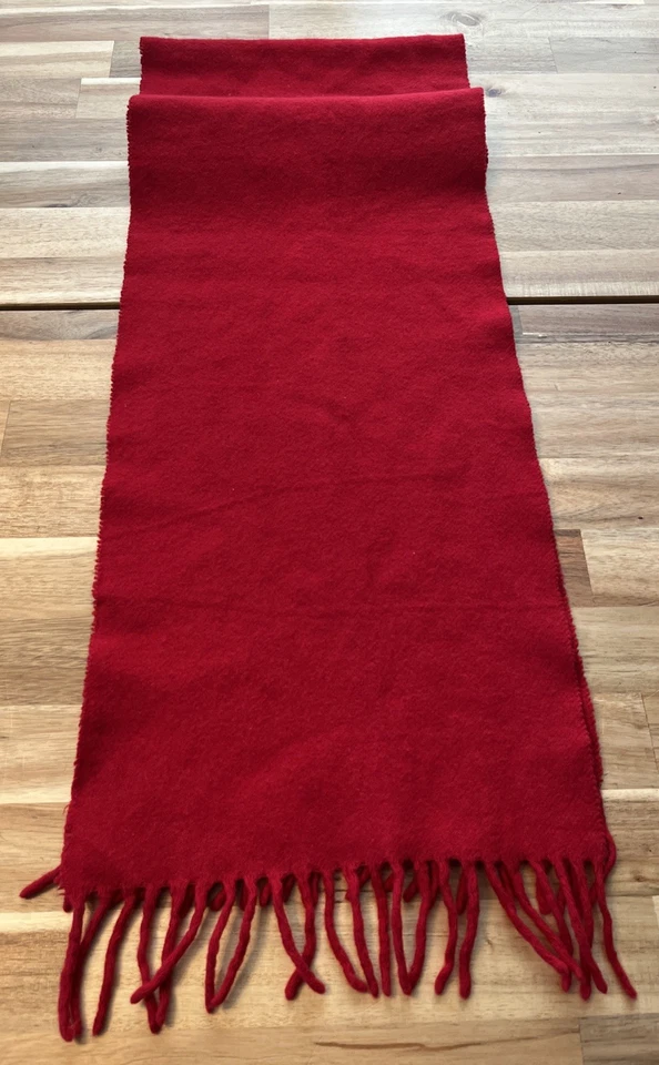 Bufanda vintage GAP lana de cordero rectangular flecos tejida vacaciones roja Italia Foto 3 de 3
