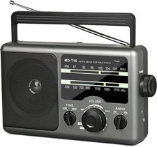 AM FM Portable Radio Battery Operated by 4X D Cell Batteries Or black  grey