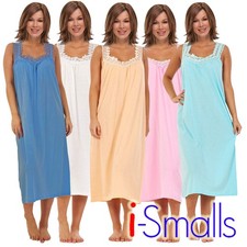 i-Smalls Ladies Sleeveless Plain 100% Cotton Nightshirt Nightie