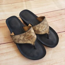 Coach Janice Wedge Flip Flops Womens 6B Signa...