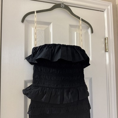 Cleobella Ezra Bodycon Strapless Ruffle Midi Dress in Black Denim Size XS