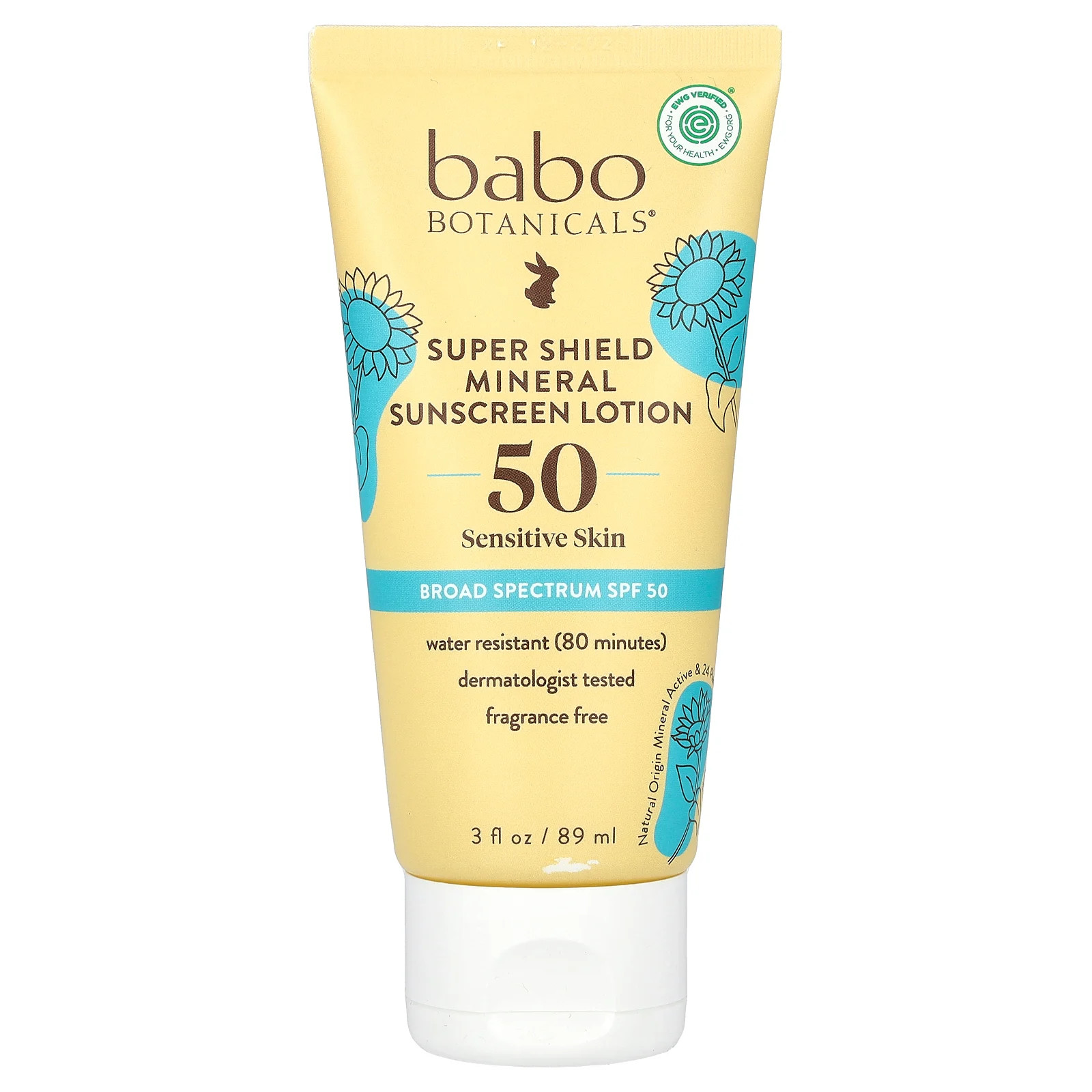 Минеральный солнцезащитный лосьон Super Shield SPF 50 без отдушек 3 жидких унции 89 мл 4190₽