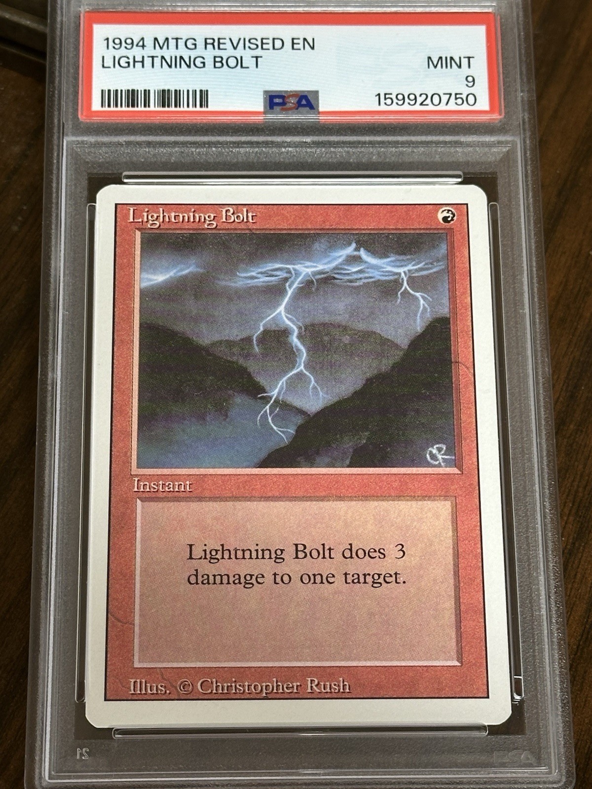 1994 Magic The Gathering Revised Lightning Bolt PSA 9 Mint!