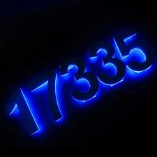 Metal Illuminated LED Lighted Letter Address Plaque House Number Sign Logo