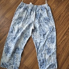 Jones New York Sport 100 Linen Pants Women  s L Wide Leg Pockets Lounge Beach