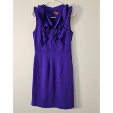 Tory Burch Dress Silk Ruffle Purple Sleeveless Womens 4 Sheath