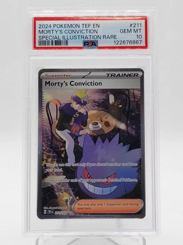 MORTY'S CONVICTION 2024 POKEMON TEMPORAL FORCES #211 SIR PSA 10 Q3963