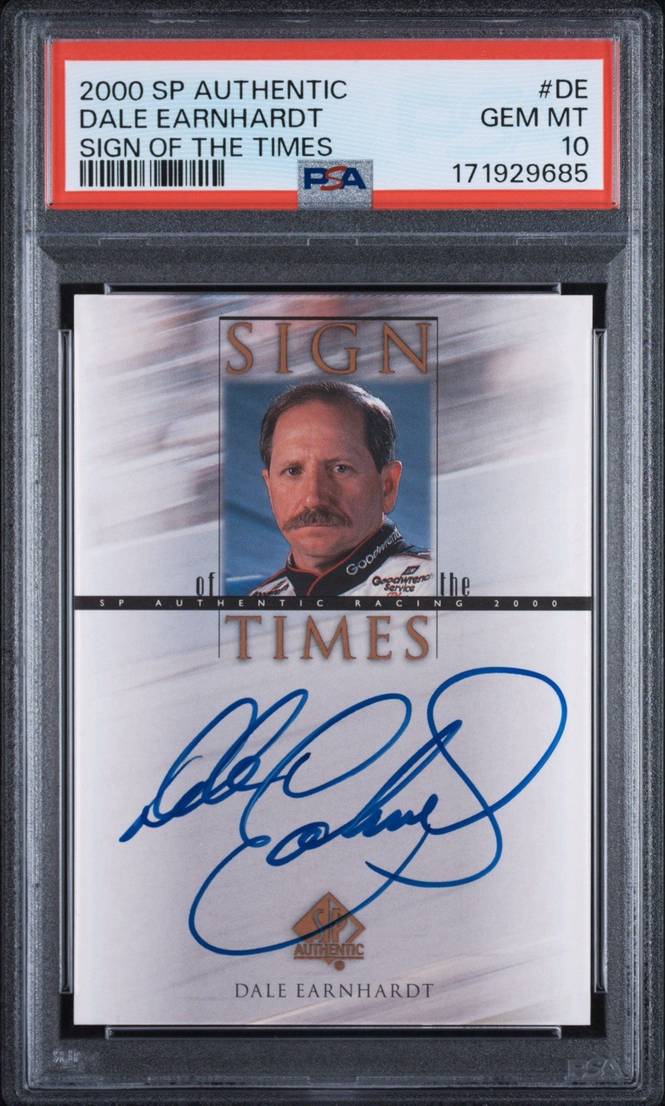 2000 UD SP Authentic Dale Earnhardt Sr Sign Of The Times Auto PSA 10 Pop 6 Rare