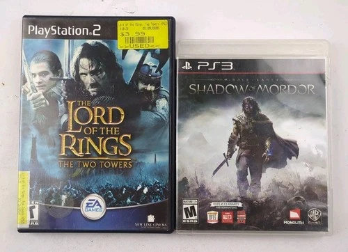 Lord of the Rings The Two Towers & Shadow of Mordor PS2 PS3 2 Game Bundle Lot