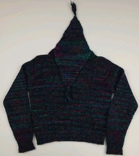 Vintage 80s Gitano Flap Collar Sweater Multicolor Pattern Knit USA 1980s Unique