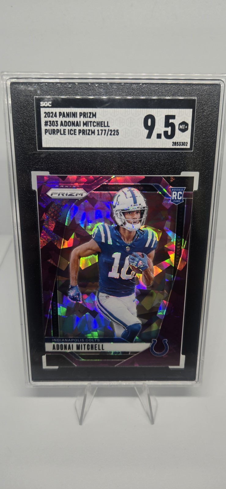 2024 Panini Prizm - Rookies Adonai Mitchell #303 Purple Ice Prizm /225 (RC)