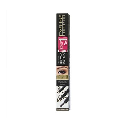 EVELINE Brow Multifunction 3in1 brow liner filling powder&brush 01 Medium Brown