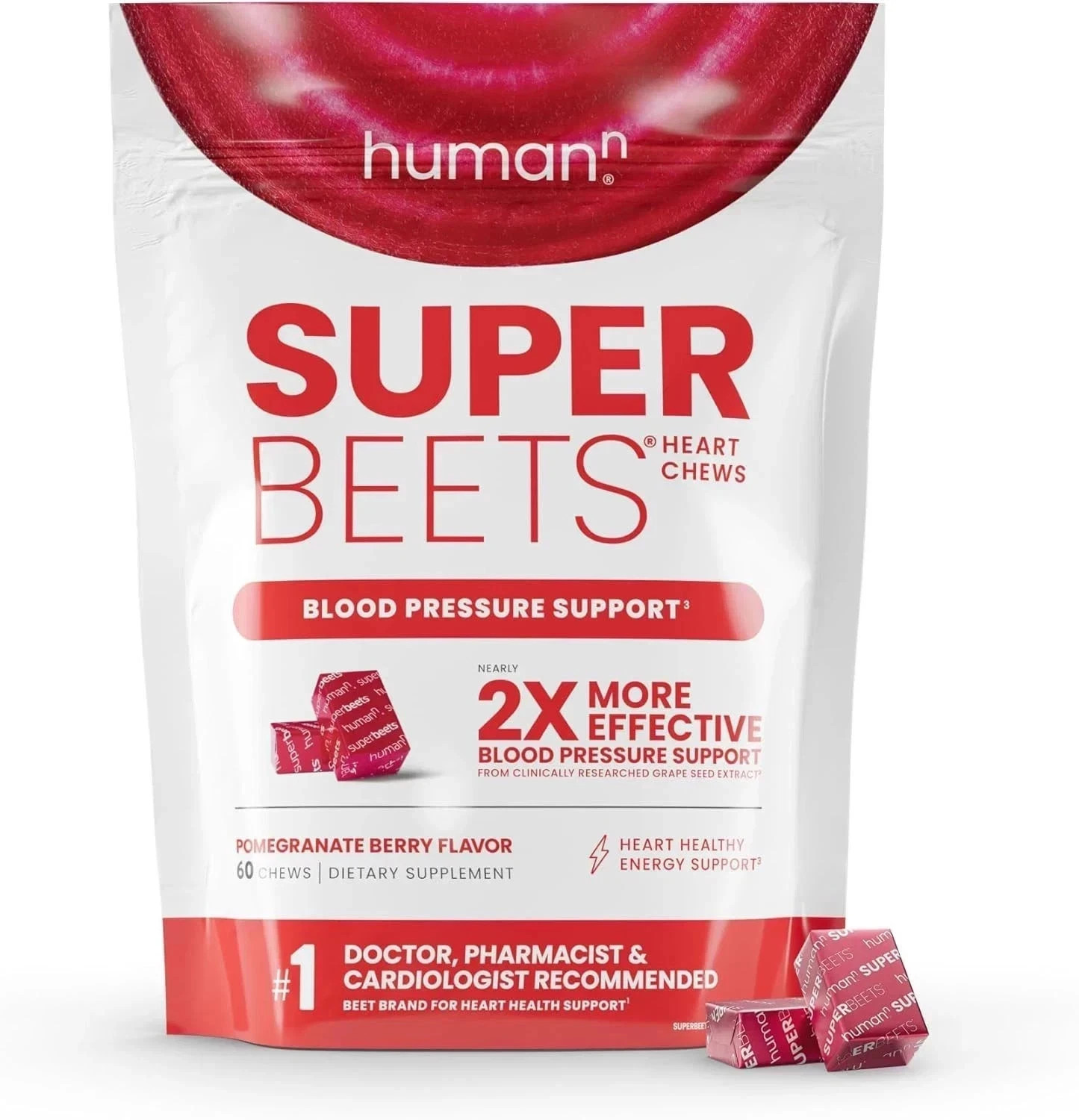 New Sealed HumanN SuperBeets – Pomegranate Heart Chews, 60ct, Free Ship