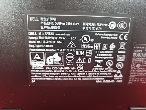 Dell OptiPlex 7080 Micro i5-10500T@2.3GHz 8GB RAM NO SSD - Afbeelding 7 van 13