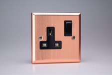 Varilight 1-Gang 13A Double Pole Switched Socket in Brushed Copper