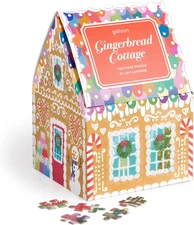 Galison Gingerbread Cottage 500 Piece Joy Laforme House Shaped Jigsaw Puzzle NEW