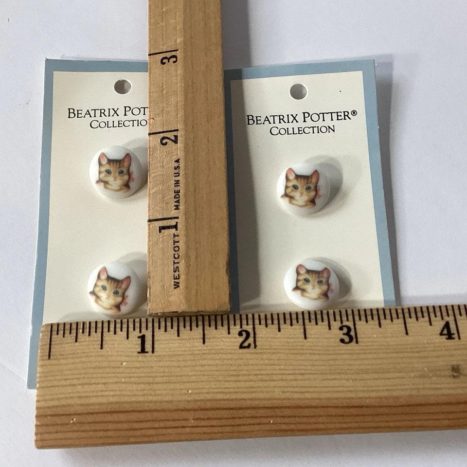 (4) VINTAGE JHB 5/8" BEATRIX POTTER KITTY CAT MISS MOPPET BUTTONS 1976 - Image 2 of 4