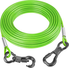 40FT Reflective Tie Out Cable for Dogs up to 250 Pounds, Steel Wire Dog Leash Ca