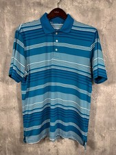 Brooks Brothers Shirt Mens Medium Blue Striped Performance Polo Golf Casual