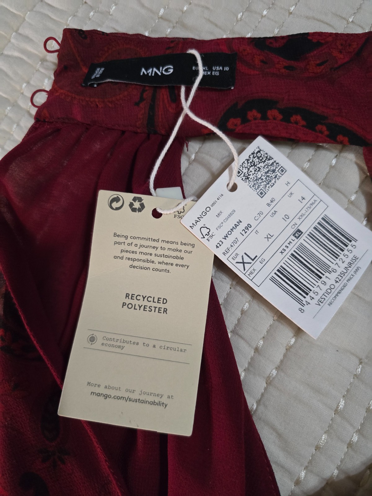 Ming Mango Women's Size XL Paisley Print Red Halter Top Sunrise Dress NWT thumbnail 6