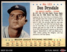 1963 Post Cereal #123 Don Drysdale Dodgers HOF 4 - VG/EX