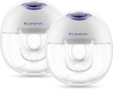 Lansinoh Discreet Duo Wearable Breast Pump, Hands Free Breast Pump, 4 Pumping Mo