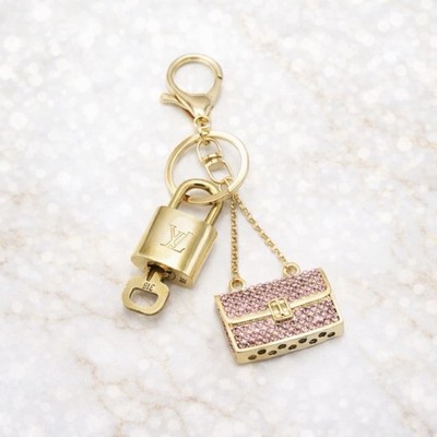 Authentic Louis Vuitton Lock & Key w/ Unbranded Pink Bagcharm, Keychain