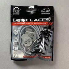 Lock Laces Original Elastic One-Size No-Tie Laces - Cool Gray - NEW