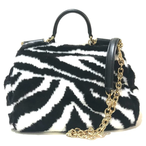 UNUSED DOLCE&GABBANA Zebra pattern With charm Sicily 2 Way Hand Bag