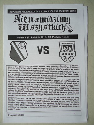 Programme Fan Edition Poland Cup 11.4.2012 Legia Warszawa-Arka Gdynia