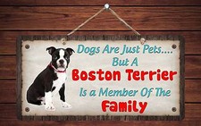 204HS Boston Terrier Is Member Of Family 5"x10" Aluminum Hanging Novelty Sign