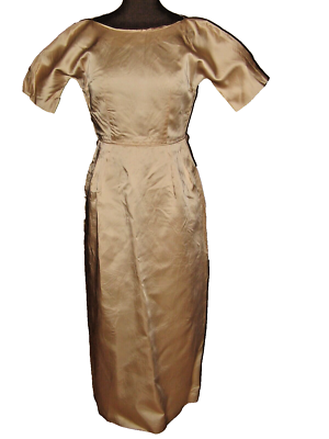 open lace back dress Elegant 1960's Royal Lynne Pink and Gold Evening Gown / Large  Xtabay  Vintage
