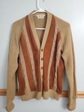 Vintage 60's 100 2 Ply Wool Cardigan Sweater Size M