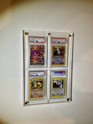 1 to 102 Pokemon Cards Frame Teak Display Plexiglass Grade Psa/Grade