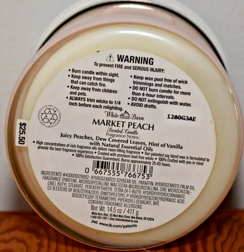NEW Bath & Body Works White Barn Market Peach 3-Wick Candle - Picture 6 of 16